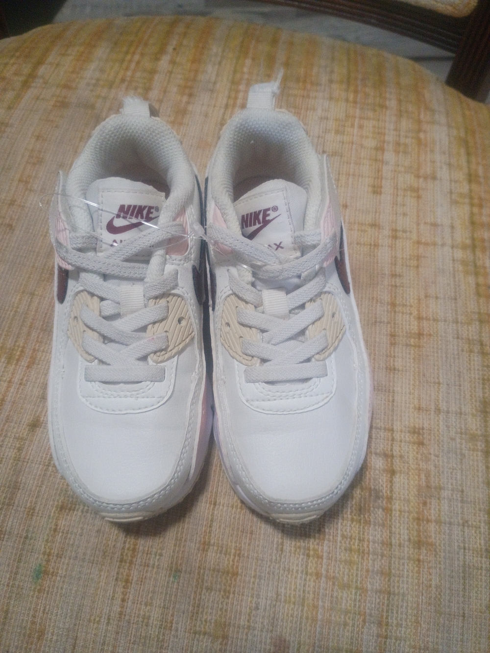 Nike Air Max Kids White Sneakers with Pink and Beige Accents